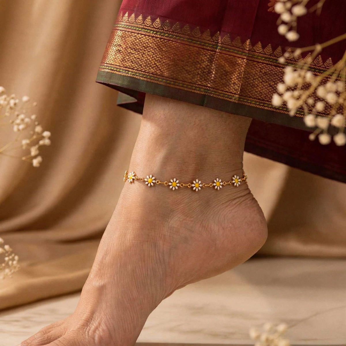Gold plated anklet.