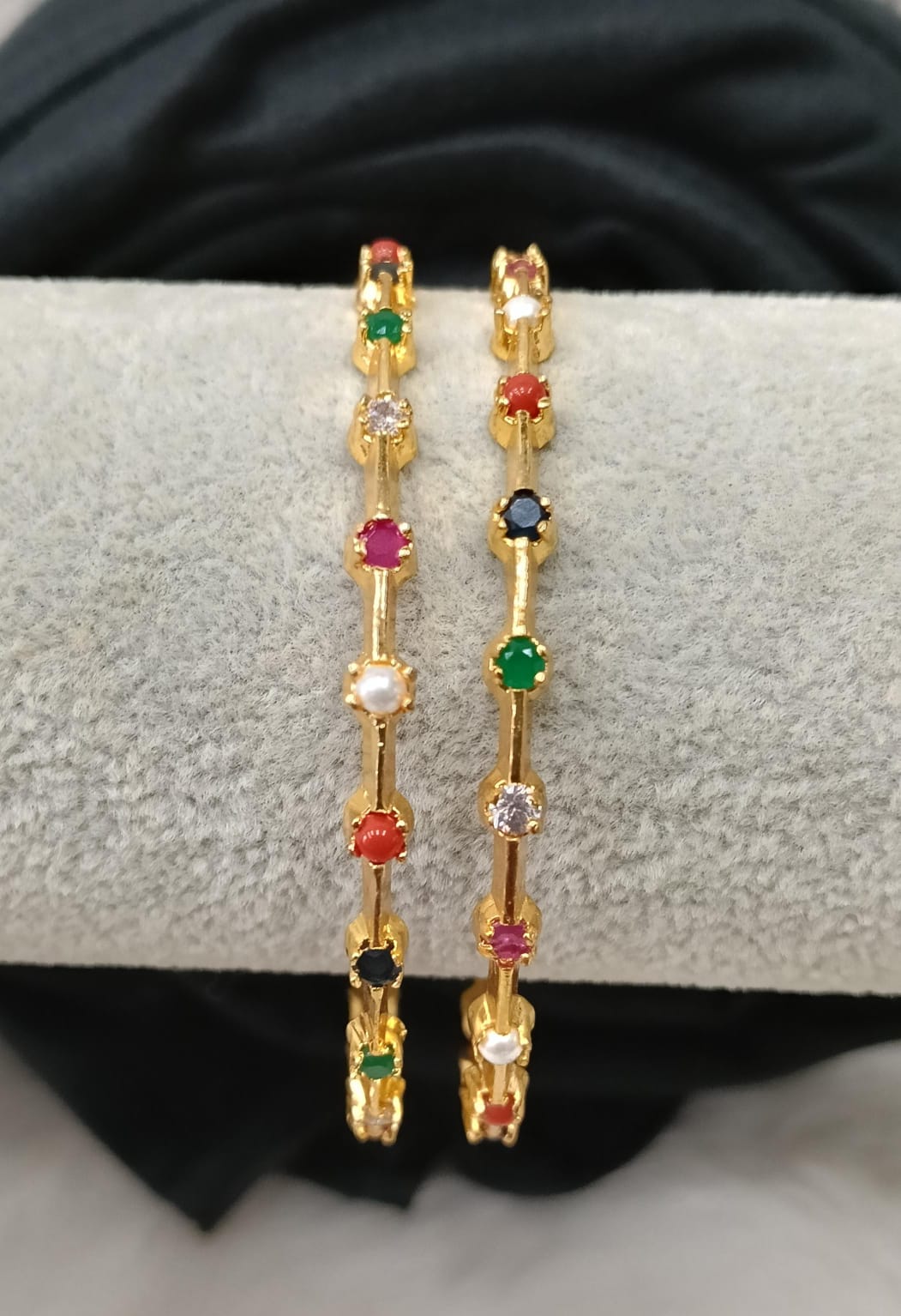 Gold plated navaratna bangle.