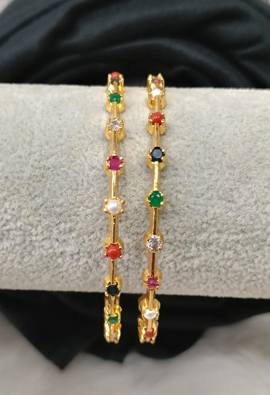 Gold plated navaratna bangle.