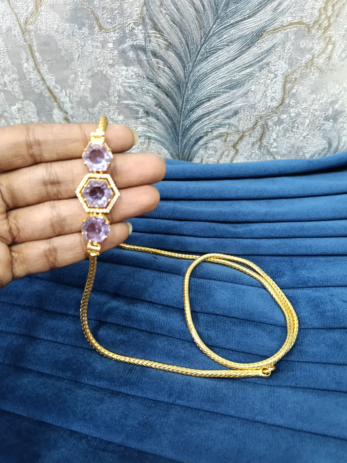 Gold look mugappu chain